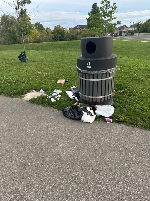Overflowing garbage container
